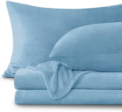 BEDELITE Flannel Sheet Set, California King Size, Forever Blue, 4 Pieces