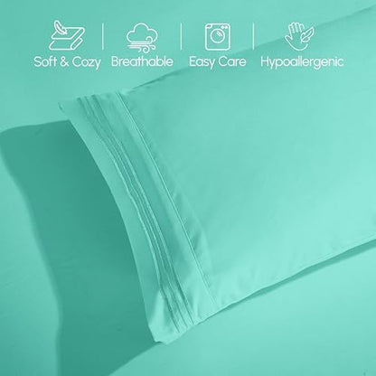 Elegant Comfort Luxury 4-Piece Bed Sheet Set - Luxury Bedding 1500 Thread Count Egyptian Quality Microfiber, Wrinkle Resistant Cool & Breathable, Easy Elastic Fitted, Full, Paradise Teal