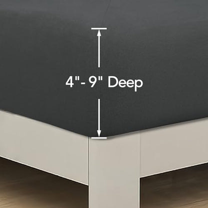 PureFit Stretchy Box Spring Cover Twin - Elastic Fitted Box Spring Wrap Around 4 Sides, Wrinkle & Fading Resistant Fits Twin Size Beds, Dark Gray