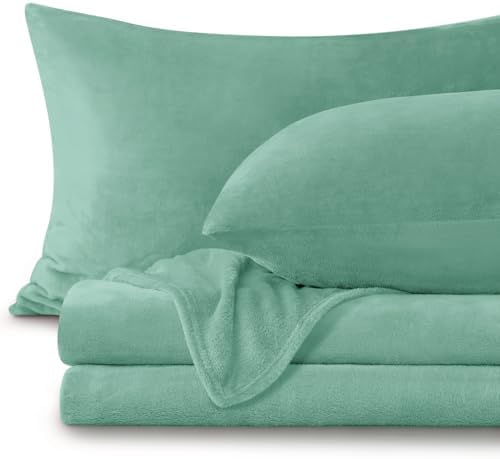 BEDELITE Flannel Sheets Full Size, Haze Blue, 4 Pieces