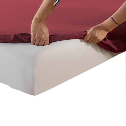 Kingnex Queen Sleeper Sofa Bed Sheets for 60x74 Pull Out Sofa Bed with 4-6 Deep Pocket Soft Double Brushed 1800 Microfiber 4 Piece Bedding Set Burgundy