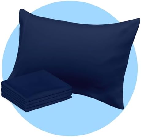 Avalon Bedding Pillow Cases Standard Size Navy Blue Pillow Cases Set of 4 Cotton Blend 200 TC Soft & Breathable Perfect for Home & Hospital, Hotel Quality Queen Pillow Protectors 30x20 Inches
