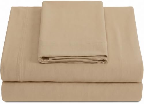 Twin XL Cotton Knit Jersey Sheet Set, 15" Deep Pocket, Taupe, 3pc