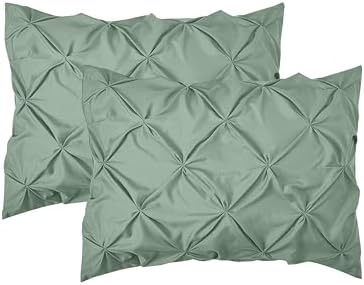 Elegant Comfort 2-Pack Sham Set Pinch Pleat Design, 1500 Premium Hotel Quality Microfiber, Stylish Design-Easy Care, Wrinkle and Stain Resistant, 2-Piece Sham Set, Pleated King, Smoke Green