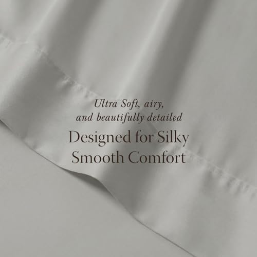 Threadmill 400TC Egyptian Cotton Queen Sheet Set, Sateen, Light Grey