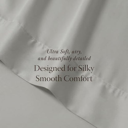 Threadmill 400TC Egyptian Cotton Queen Sheet Set, Sateen, Light Grey