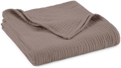 100% Cotton Organic Muslin Baby Swaddle Blanket GOTS & Fairtrade Certified Organic Cotton - Couch Living Room and Bedroom Decor - 4 Layer Super Soft and Cozy (Moon Rock, Baby)
