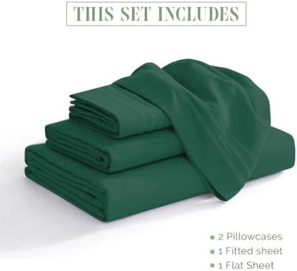 Elegant Comfort 4-Piece Bed Sheet Set - Luxury Bedding 1500 Premium Hotel Quality Microfiber, All Around Elastic 18-24 Inches Deep Fitted Sheet- Extra Deep Pocket Sheets, Queen, Hunter Green