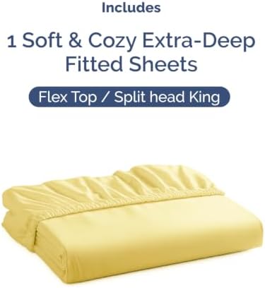 CGK Linens Extra Deep Flex Top Split Head King Fitted Sheet Only - Yellow