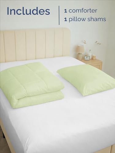Twin Comforter Set - Light Sage Green All Season Bedding - 2 Piece Bed Set