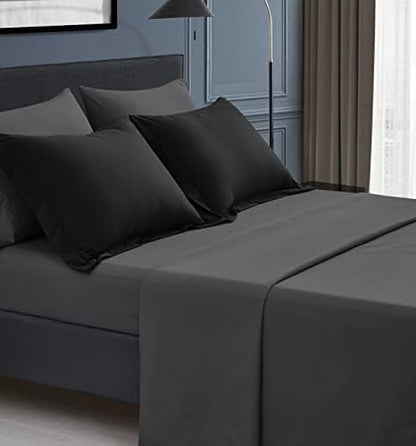 Maple&Stone Twin XL Comforter Set 5 Pieces Bed in a Bag Black & Grey