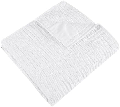 Levtex Home - Cloud Waffle - Throw - Waffle Textured - Bright White - Throw (50x60in.) - Cotton