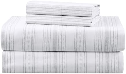 Comfort Spaces 100% Cotton Percale Sheets Full Size 4 Pcs, Good Vibes Grey