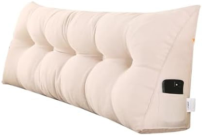 SAMTY Wedge Headboard Pillow Full for Bed Sitting Up, Linen Back Pillow