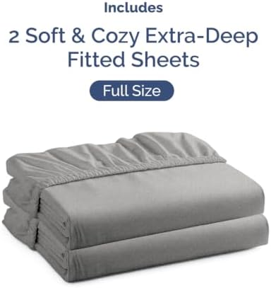 CGK Linens 2 Pack Extra Deep Full Fitted Sheets - Heathered Grey
