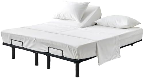 Kingnex Half Split Top King Sheets Set for Adjustable Bed White