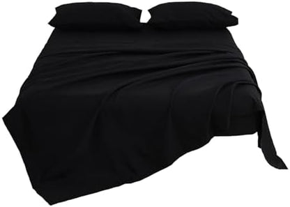 Kingnex Sofa Bed Sheets Queen for Sleeper Sofa Bed with 4-6 Deep Pocket Soft Double Brushed 1800 Microfiber 4 Piece Bedding Set (60"x74"x6") Black