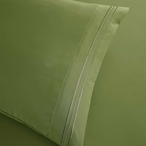 Clara Clark RV Queen Sheets, 6 Piece RV Sheets Set - Hotel Luxury Sheets for RV Bunks, Super Soft Bedding Set, Short Queen,Calla Green