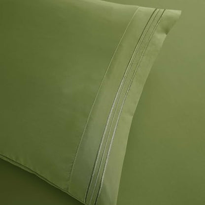 Clara Clark RV Queen Sheets, 6 Piece RV Sheets Set - Hotel Luxury Sheets for RV Bunks, Super Soft Bedding Set, Short Queen,Calla Green