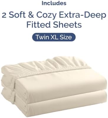 CGK Linens 2 Pack Extra Deep Twin XL Fitted Sheets - Off White