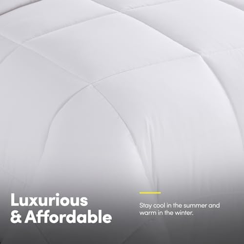 RV Short Queen Comforter Set for RV Camper - Comforter Set with Fitted & Flat Sheet, 4 Pillowcases - Tailored for RV Short Queen Beds - Cozy Essentials for Your RV Bedroom, White