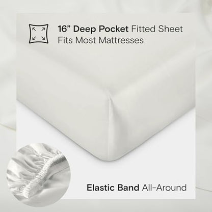 Sijo AiryWeight Tencel Sheet Set, 100% Lyocell Derived from Eucalyptus, Buttery Soft, Architectural Digest Best Cooling Sheets Winner - 3pc - 1 Pillowcase 1 Fitted 1 Top (Ivory, Twin XL)