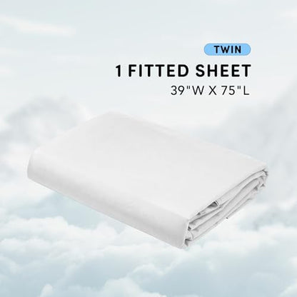 Comfort Spaces Coolmax Moisture Wicking Fitted Sheet ONLY Super Soft, Fade Resistant, All Elastic Deep Pocket Fits Up to 16" Mattress - Warm Weather Cooling Sheets for Night Sweats, Twin, White