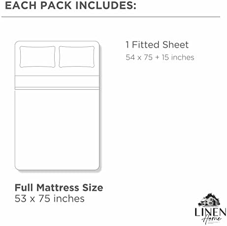 Linen Home 100% Cotton Percale Fitted Sheet only, Full Size, White