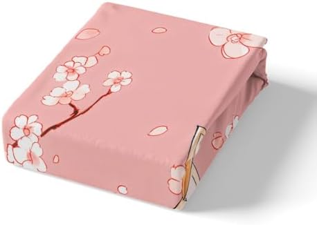 Feelyou Kids Cute Corgi Duvet Cover Toddler Cherry Blossoms Bedding Set Boys Girls Kawaii Dog Animal Pattern Sakura Flower Comforter Cover Set Japanese Style Pattern Bedspread Cover（No Comforter