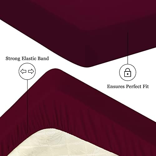 Sufdari Twin XL Mattress Protector,Waterproof Mattress Protector,Fitted Sheet Style Mattress Cover with 18" Deep Pocket,Washable and Comfortable-Deep Red,Twin XL