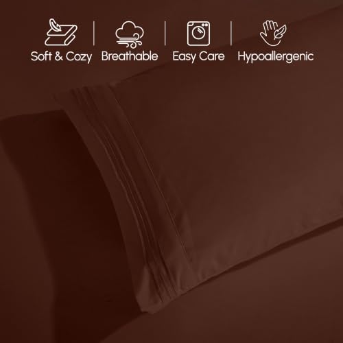 Elegant Comfort Luxury 4-Piece Bed Sheet Set - Luxury Bedding 1500 Premium Hotel Quality Microfiber, Wrinkle Resistant Cool & Breathable, Easy Elastic Fitted, Full, Brown