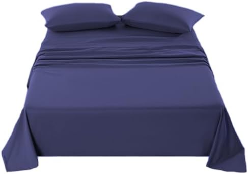 Kingnex Queen Sleeper Sofa Bed Sheets for 60x74 Pull Out Sofa Bed with 4-6 Deep Pocket Soft Double Brushed 1800 Microfiber 4 Piece Bedding Set Navy