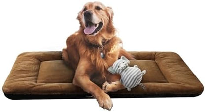 Dog Crate Pad Washable Dog Bed for Crate Large Cozy Mat 42-Inch Brown