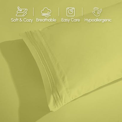 Elegant Comfort Luxury 4-Piece Bed Sheet Set - Luxury Bedding 1500 Thread Count Egyptian Quality Microfiber, Wrinkle Resistant Cool & Breathable, Easy Elastic Fitted, California King, Pistachio Green