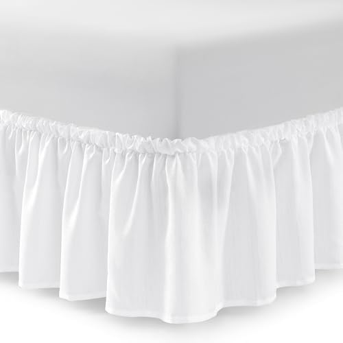 Casual Living Twin XL Bed Skirt, Ruffled Wrap-Around, 15" Drop, White