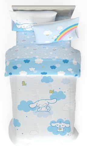 Cinnamoroll Bedding - 4 Piece Twin Size Bed Set - Super Soft Microfiber Comforter and Sheet Set, (Officially Licensed Product) By Franco Collectibles