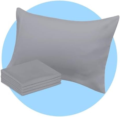 Avalon Bedding Pillow Cases Standard Size Grey Pillow Cases Set of 4 Cotton Blend 200 TC Soft & Breathable Perfect for Home & Hospital, Hotel Quality Queen Pillow Protectors 30x20 Inches