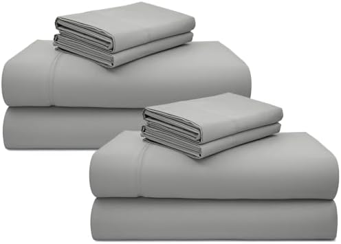 California Design Den 2 Pack 600 Thread Count King Size Sheets, Light Grey