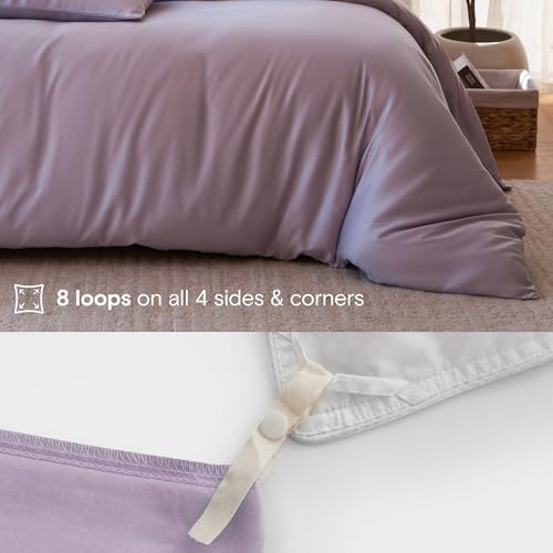 DOZ Duvet Cover Set, 100% Viscose derived from Bamboo, Organically Grown, Buttery Soft, Cooling Duvet Covers, High GSM, 1 Duvet Cover and 1 Pillowcase, 70"x90" (Lavender, Twin/Twin XL)