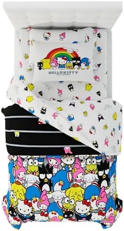 Franco Collectibles Hello Kitty & Friends Bedding 5 Piece Super Soft Comforter and Sheet Set with Sham, Twin, (Official Licensed Product)