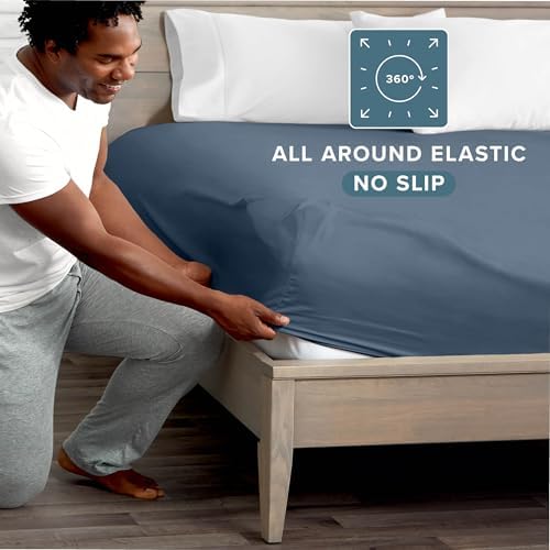 Bare Home Twin XL Fitted Sheet - 1800 Ultra-Soft (Twin XL, Bering Sea)