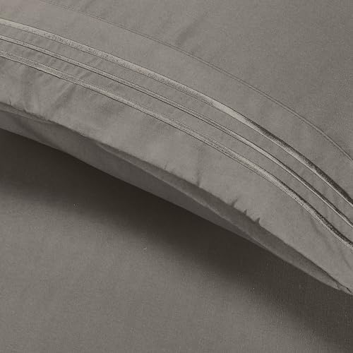 Elegant Comfort Luxury 5-Piece Bed Sheet Set - Luxury Bedding 1500 Premium Hotel Quality Microfiber, Wrinkle Resistant Cool & Breathable, Easy Elastic Fitted, Split King, Grey