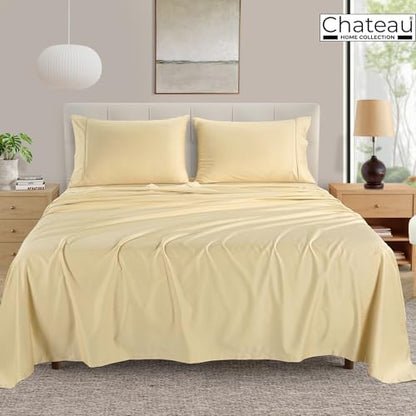 Luxury Full Sheet Set, 400 Thread Count Sheets Full Size Bed Set - Ivory