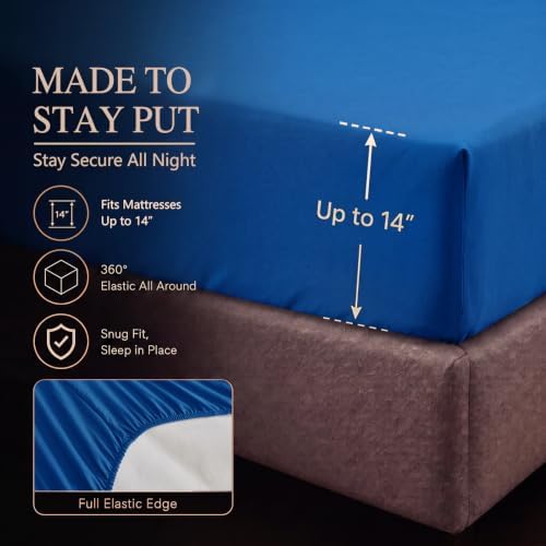 CozyLux Oversized Queen Comforter Set Classic Blue, 7 Pieces Bed in a Bag