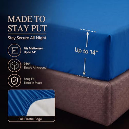 CozyLux Oversized Queen Comforter Set Classic Blue, 7 Pieces Bed in a Bag
