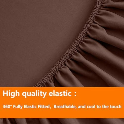 TAIMIT Brown Queen Size Comforter Set - 7 Pieces, Bed in a Bag Bedding Sets with All Season Soft Quilted Warm Fluffy Reversible Comforter,Flat Sheet,Fitted Sheet,2 Pillow Shams,2 Pillowcases