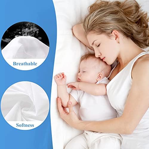 King Waterproof Mattress Protector - Noiseless, Breathable, Machine Washable Fitted Mattress Cover with Deep Pocket up to 5”-21”（White）