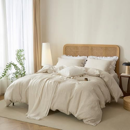 Talasily 100% French Linen Twin Duvet Cover Set, Organic Linen