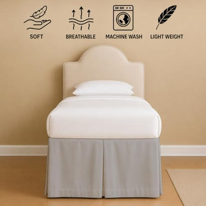 eBeddy Linens Split Corner Dorm Bed Skirt Twin XL – 42 Inch Drop, 100% Microfiber, Extra Long Bed Skirt for College Dorm, Platform Style, Silver Grey Solid, Hidden Storage Solution, Easy Fit