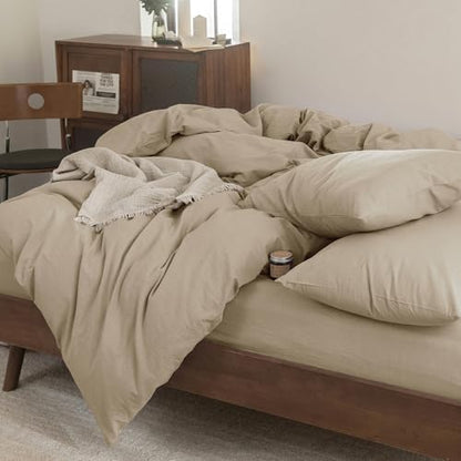 FOSSA Duvet Cover Set 100% Washed Cotton Linen Feel King